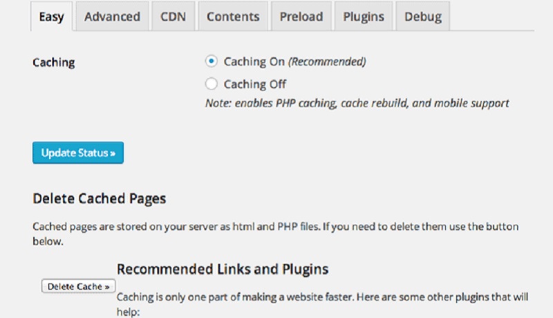 WP-super-cache-Update-Status Como baixar,instalar e configurar o plugin WP Super Cache no Wordpress