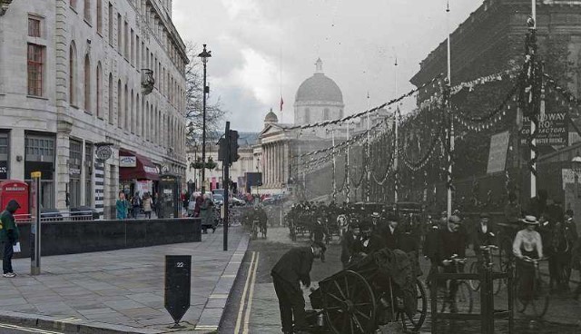 Duncannon-Street Museu de Londres mescla fotos antigas com as modernas