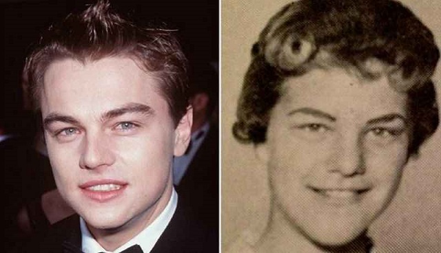 Leonardo-DiCaprio-e-Judy-Zipper Os 10 famosos que se parecem com personalidades do passado