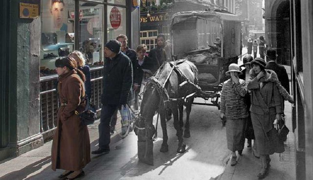 Rua-de-lojas Museu de Londres mescla fotos antigas com as modernas