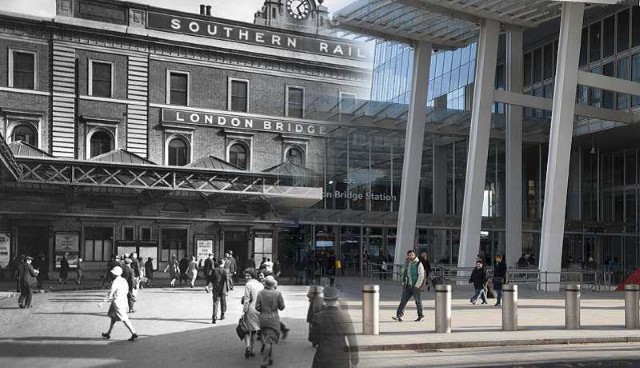 Terminal-de-trem-em-Londres Museu de Londres mescla fotos antigas com as modernas