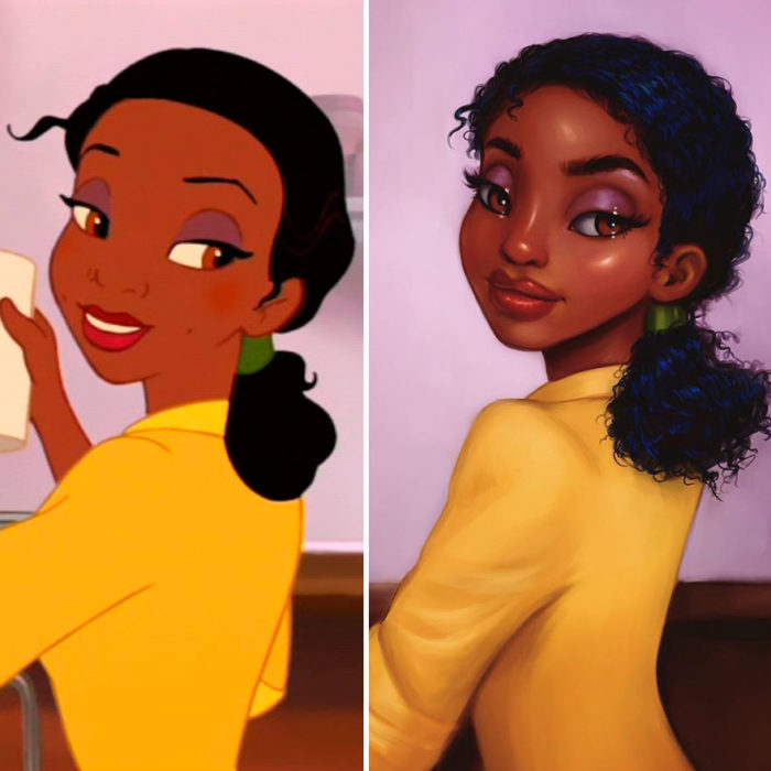 Tiana-–-A-princesa-e-o-sapo Os 21 personagens recriados por Ilustradora